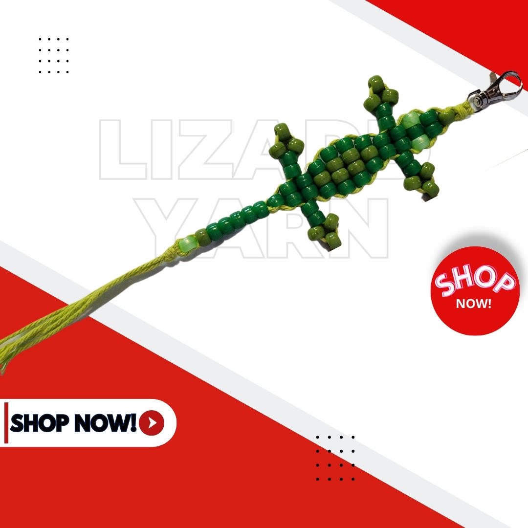 Green Lizard with Greenish Yellow Yarn