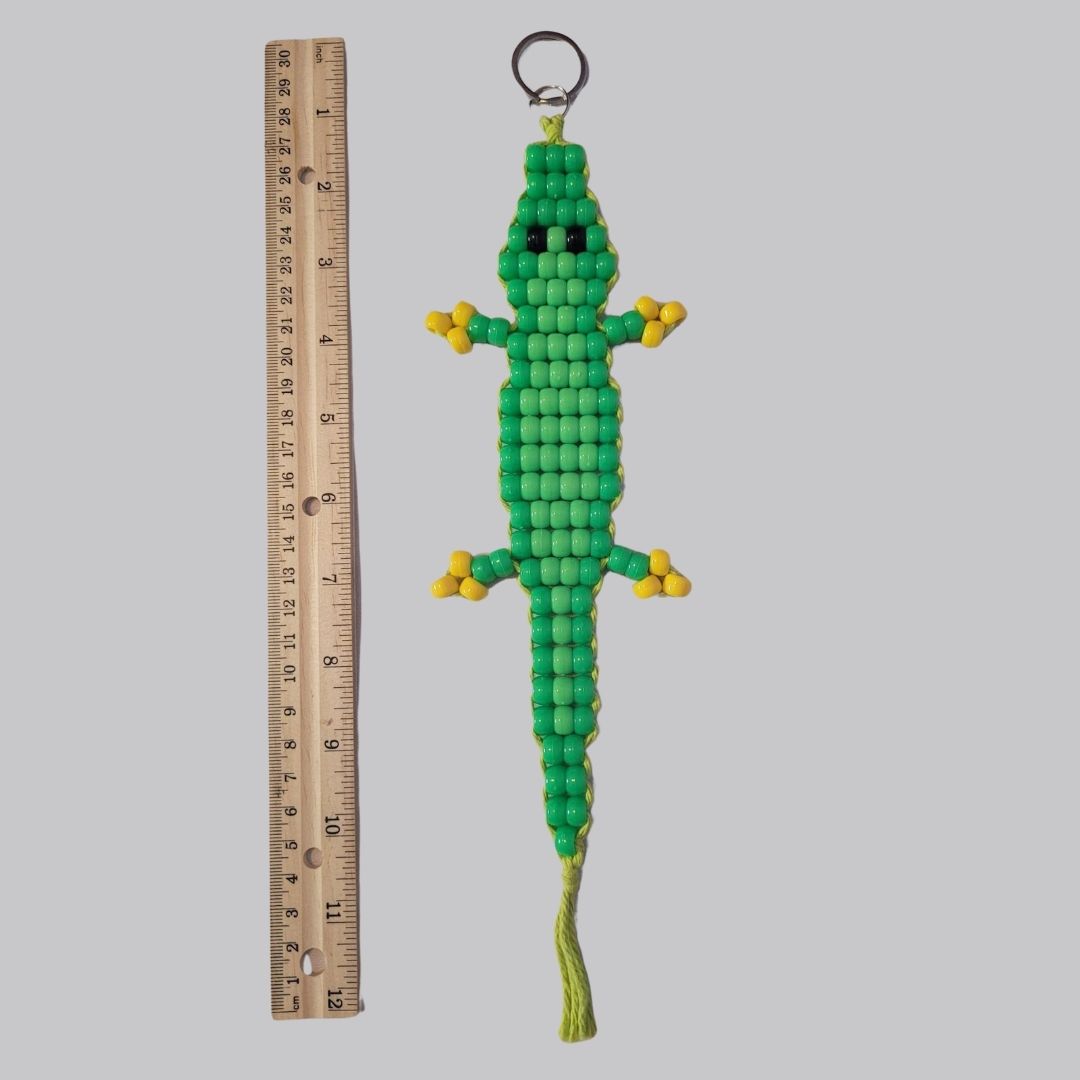 Green Alligator With Greenish Yellow Yarn