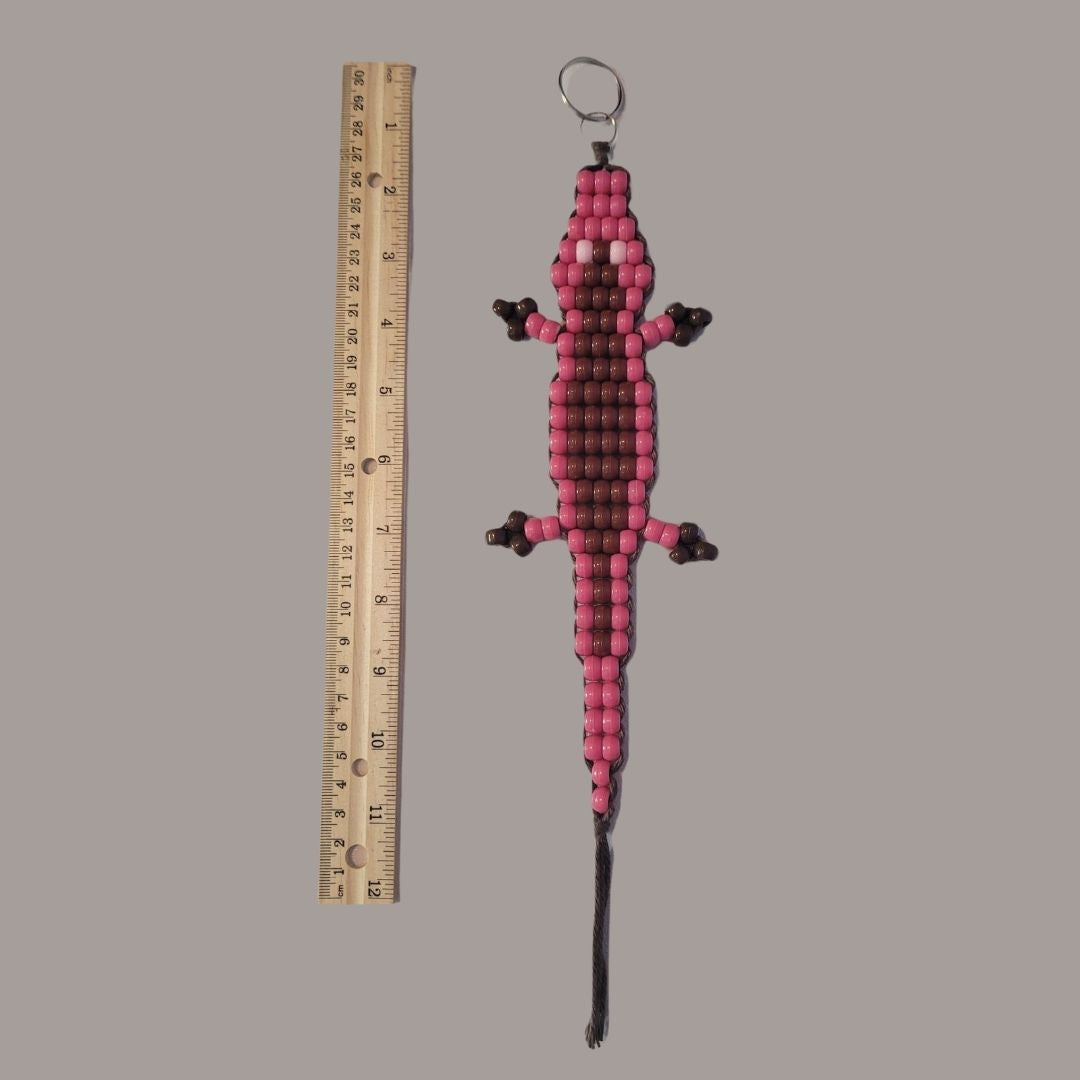 Dark Pink Alligator with Brown Yarn