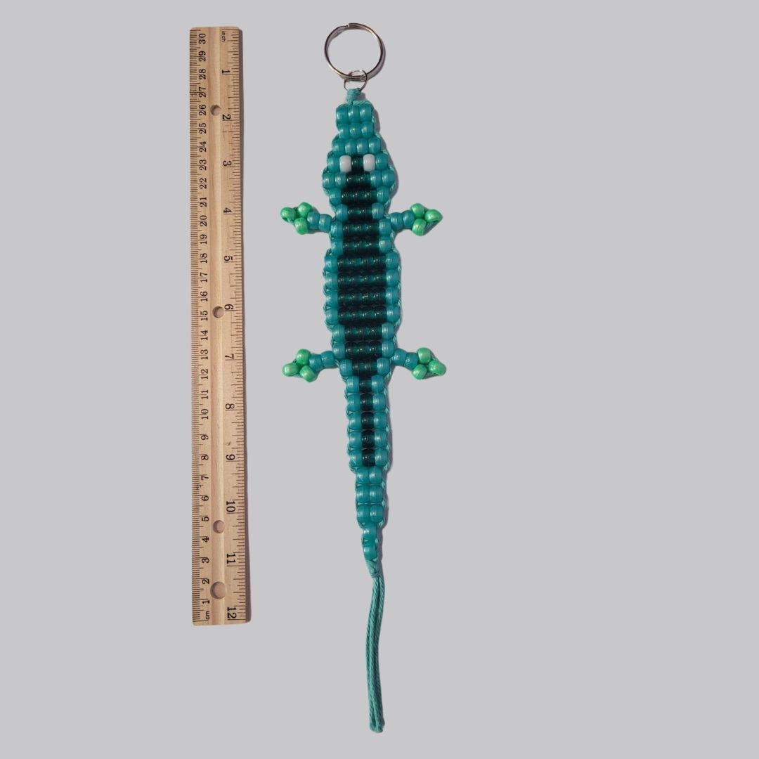 Opalescent Teal Alligator with Teal Yarn