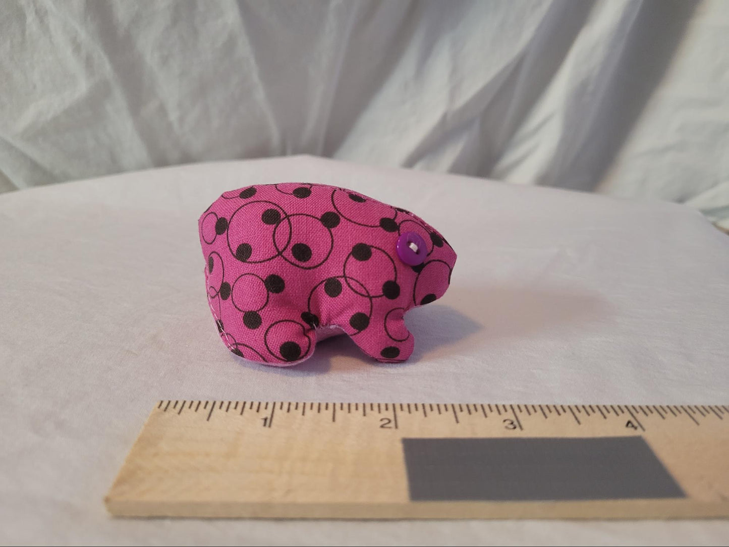 Pink Frog with Black Polka Dots